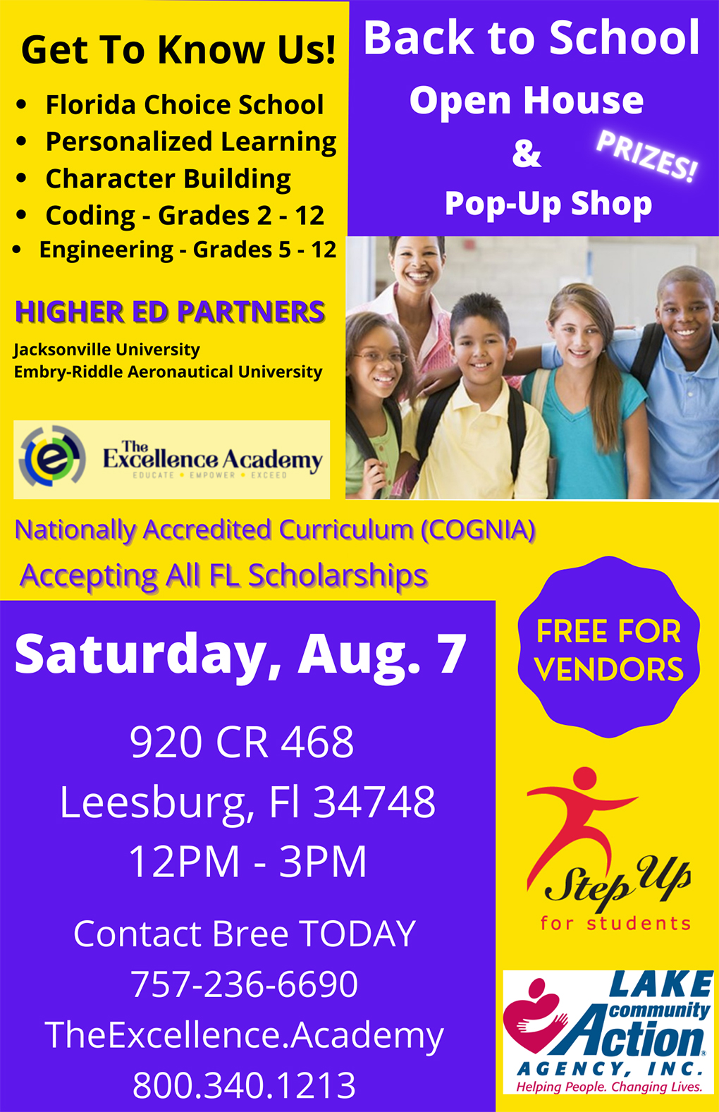 Back to School Open HOuse and Pop-Up Shop, Satureday August 7th 12:00 - 3:00pm